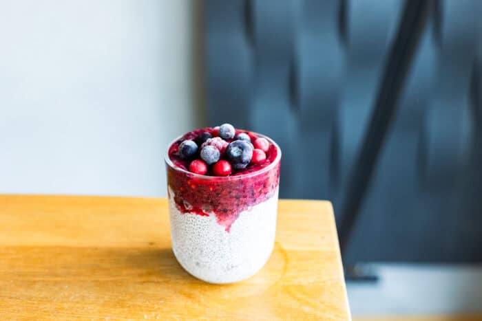 Puding z chia semienok.