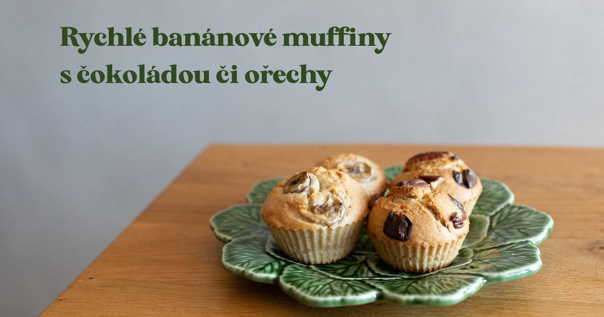 Najlepší recept na rýchle banánové muffiny s čokoládou či orechmi.